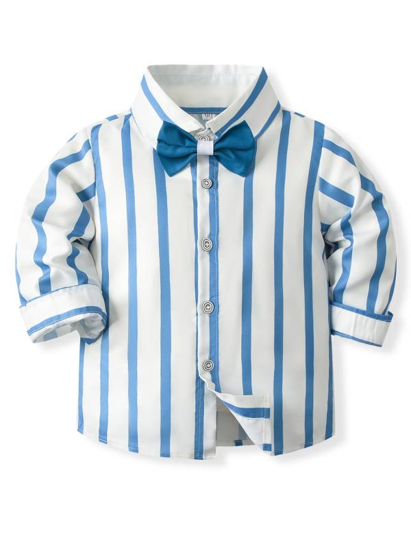 Toddler Boys 3pcs Long Sleeve Striped Shirt and Pants Gentleman Party Suit thumb