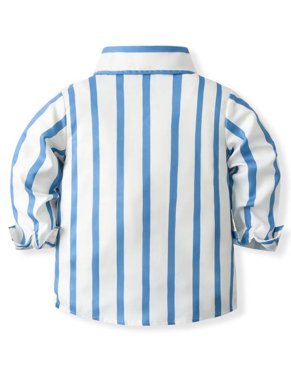 Toddler Boys 3pcs Long Sleeve Striped Shirt and Pants Gentleman Party Suit thumb