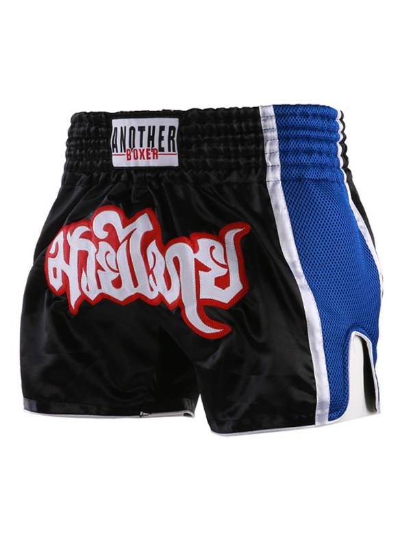 Adults Letter Embroidery Side Slit Color Block Boxing Shorts thumb