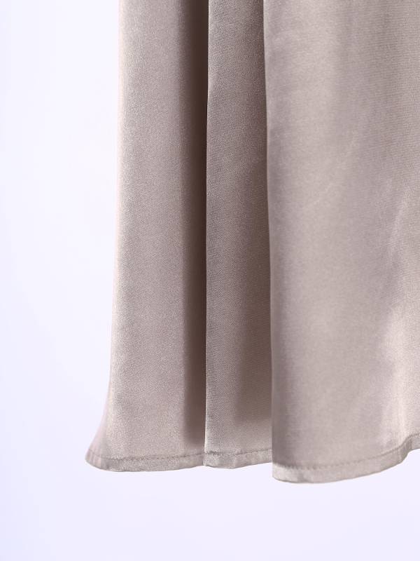 Women Satin High Waist Solid Color A-line Skirt for Evening Party thumb