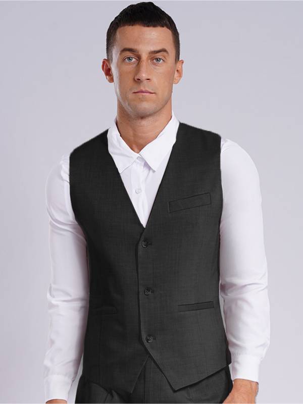 Men Sleeveless V Neck Button-up Groomsmen Waistcoat thumb