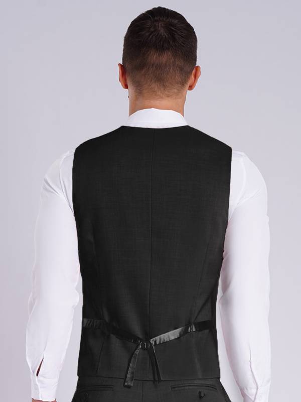 Men Sleeveless V Neck Button-up Groomsmen Waistcoat thumb