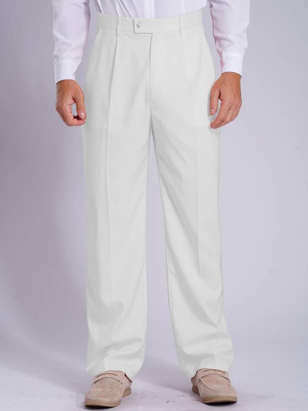 Men Side Pockets Solid Color Straight Pants for Wedding thumb