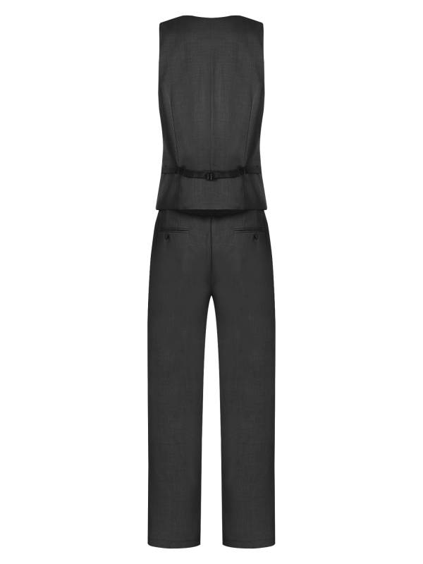 Men 2pcs V Neck Button-up Vest and Pants Set for Wedding Cocktail thumb