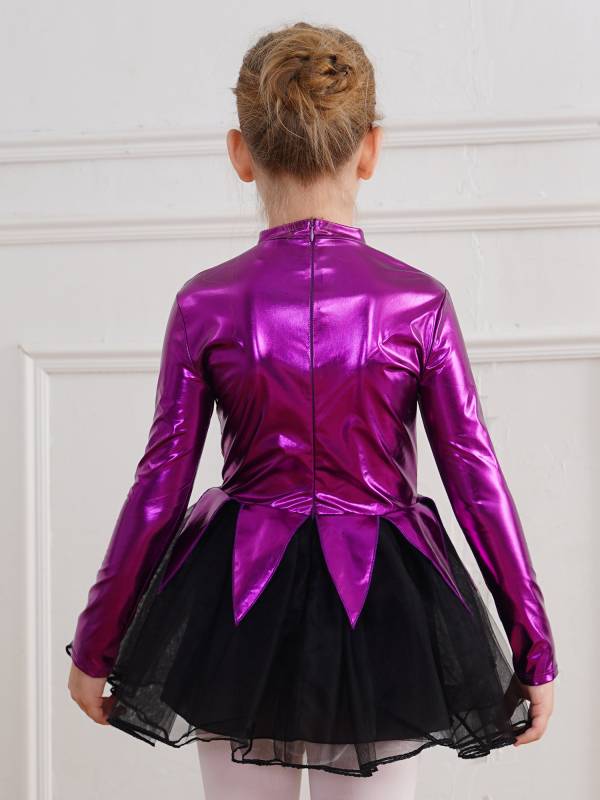 Kids Girls Halloween Movie Character Costume Long Sleeve Metallic Tutu Dress thumb