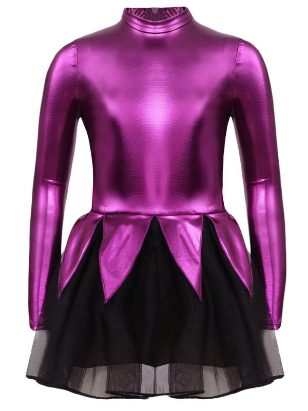 Kids Girls Halloween Movie Character Costume Long Sleeve Metallic Tutu Dress thumb