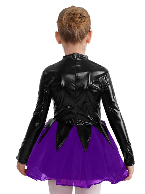 Kids Girls Halloween Movie Character Costume Long Sleeve Metallic Tutu Dress thumb