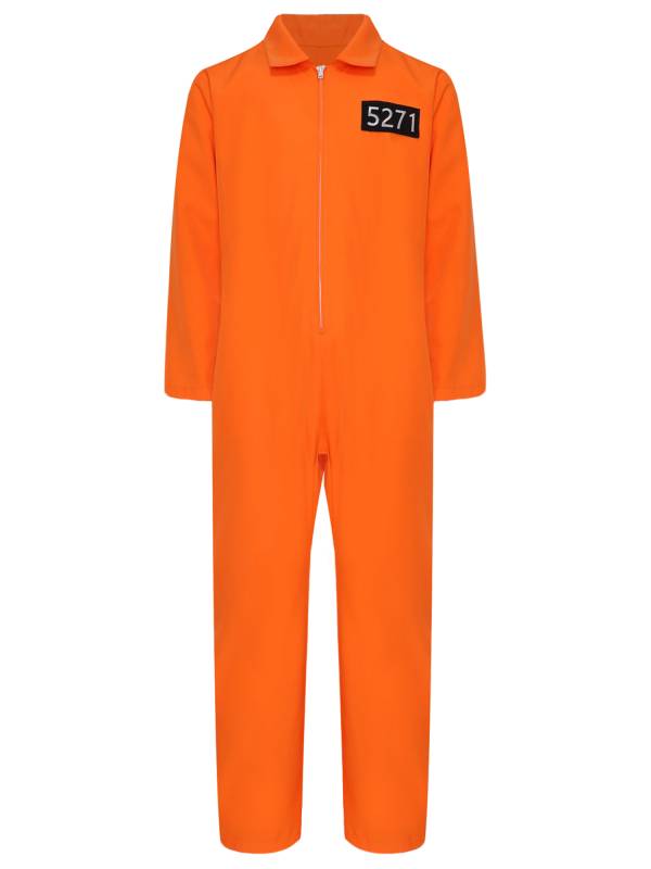 Kids Long Sleeve Solid Color Prisoner Costume Jumpsuit thumb