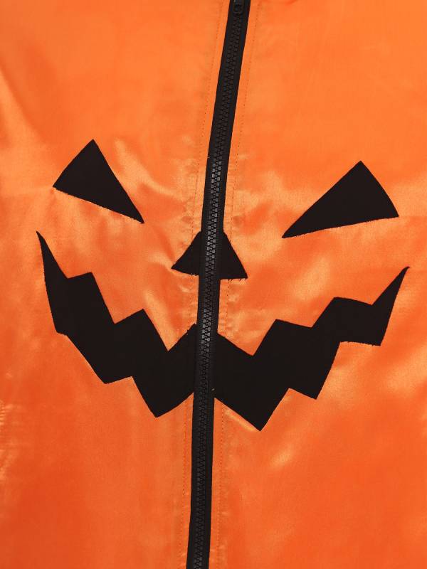 Men Halloween Costume Long Sleeve Front Zipper Pumpkin Face Print Coat thumb