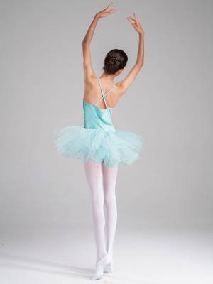 Kids Girls Sequined Ballet Dance Leotard Tutu Dress back image