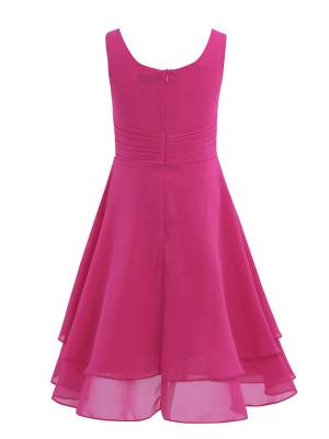 Toddler/Kids Girls Chiffon Knotted Waist Party Dress back image