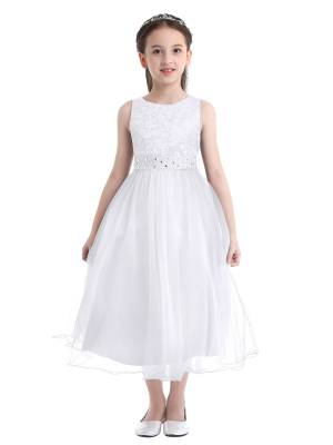 Toddler/Kids Girls Sequined Lace Mesh Flower Girl Dress front image