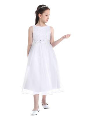 Toddler/Kids Girls Sequined Lace Mesh Flower Girl Dress back image