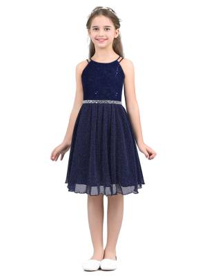 Kids Girls Sequined Floral Lace Tank Dress back image