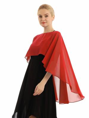 Women Chiffon High Low Shawl Wedding Capes Shrug back image