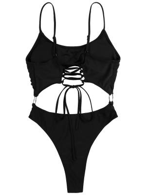 Women Scoop Neck One-Piece Swimsuit Monokini Bathing Suit back image