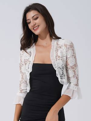 Women Lace Hollow Out Half-Sleeve Bolero back image