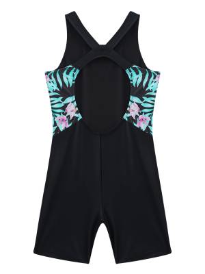 Kids Girls Sleeveless One-piece Backless Swimsuit back image