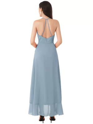 Women Cascading Ruffle Backless Built-in Bra Bridesmaid Dress back image