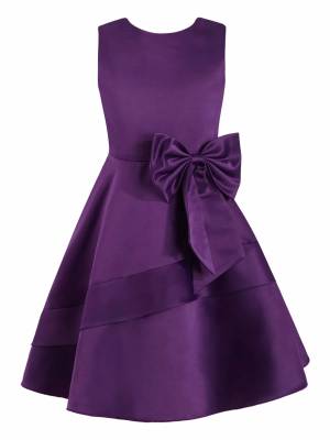 Kids Girls Bowknot Stain A-line Party Dress back image