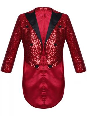 Kids Boys Full Sequin Tailcoat Lapel Open Front Blazer front image