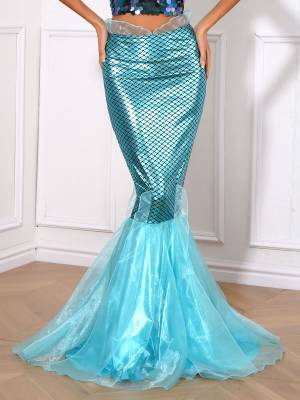 Women Cascading Tulle Mermaid Maxi Skirt front image