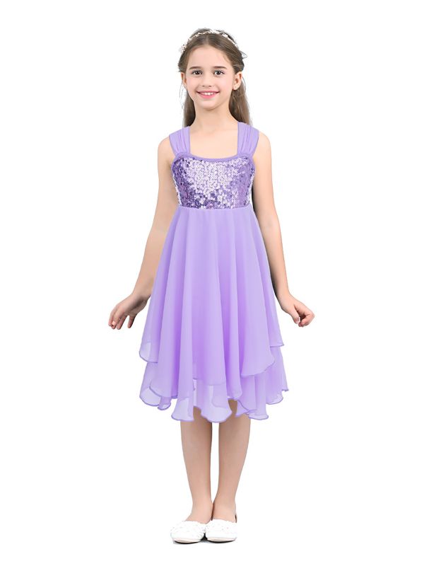 Kids Girls Chiffon Sequins Ballet Dance Leotard Dress thumb