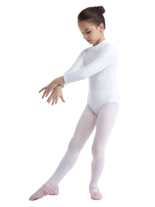 Kids Girls Long Sleeves Mock Neck Dance Leotard for Ballet Gymnastics thumb