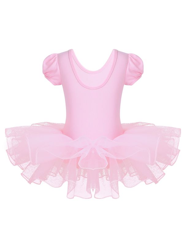 Toddler Girls Short Sleeves Rhinestones Ballet Dance Tutu Dress thumb