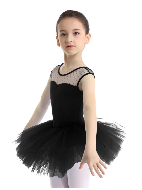 Kids Girls Sleeveless Mesh Ballet Dance Leotard Tutu Dress thumb