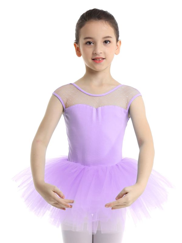 Kids Girls Sleeveless Mesh Ballet Dance Leotard Tutu Dress thumb