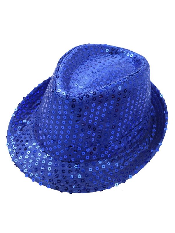 Kids Solid Sequins Fedora Hat for Party thumb