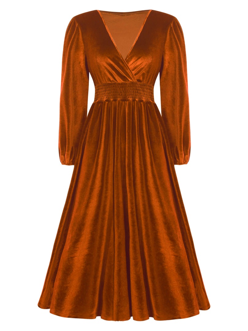 Coffee Velvet A-line Dress