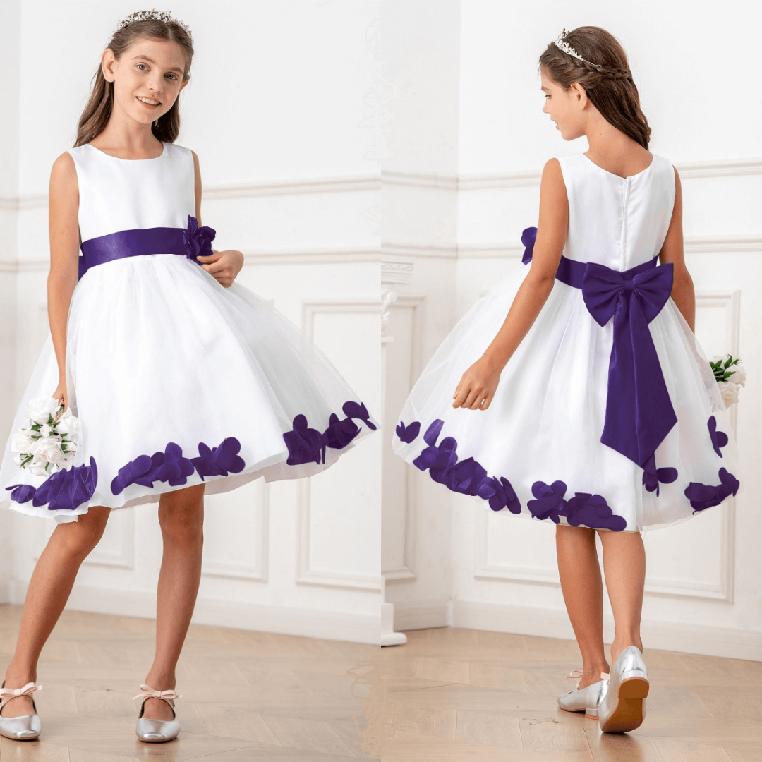 Flower Petals Tulle Flower Girl Dress