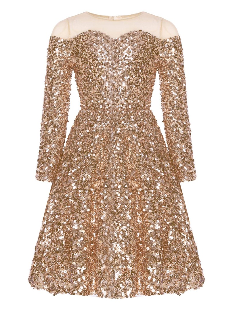 Long Sleeve Sequins A-line Dress for Girls