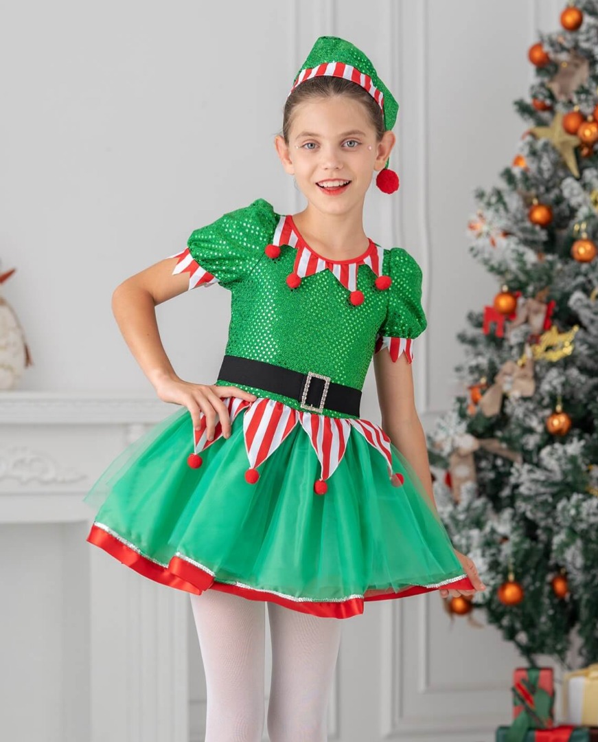 Puff Sleeve Elf Costume Dress