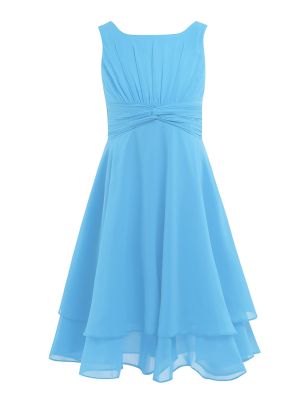 Toddler/Kids Girls Chiffon Knotted Waist Party Dress front image