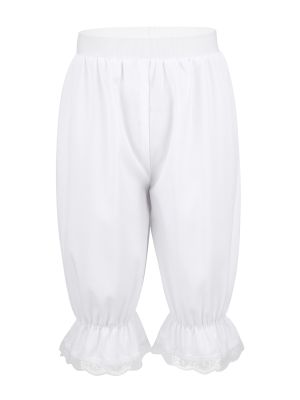 Kids Girls White Victorian Pantaloons Medieval Bloomers front image