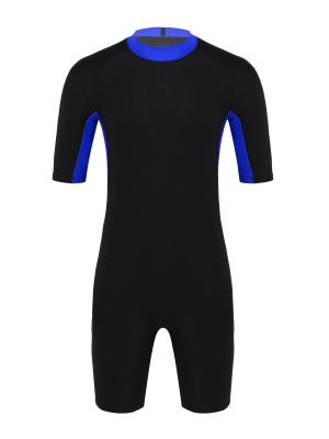 Men Color Block Half Sleeves One-piece Swimsuit front image