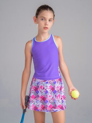 Kids Girls 2Pcs Sleeveless Top & Skirt with Built-in Shorts Sport Set front image