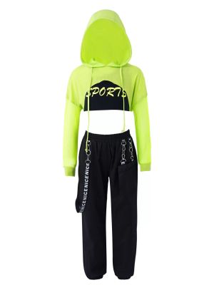 Kids Girls 3Pcs Long Sleeves Hoodie Vest and Pants Sports Set front image