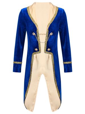 Kids Boys Vintage Royal Court Prince Cosplay Long Sleeves Tuxedo Coat front image