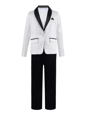 Kids Boys 3Pcs Gentleman Jacquard Suit Outfit front image