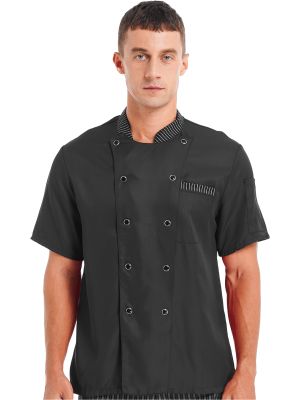 Men Long Sleeve Button Down Pocket Chef Coat front image