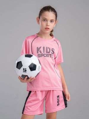 Kids Unisex Short Sleeve Top and Shorts Set for Football Basketball front image