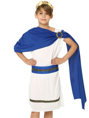 Kids Girls/Boys Grecian Rome Toga Cosplay Dress with Headband and Belt front image