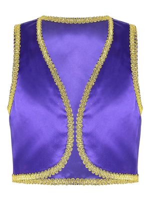 Kids Boys Glossy Open Front Vest Aladdin Cosplay Costume front image