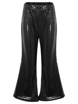Kids Shiny Sequins Flared Jazz Pants Stage Performance Pants front image