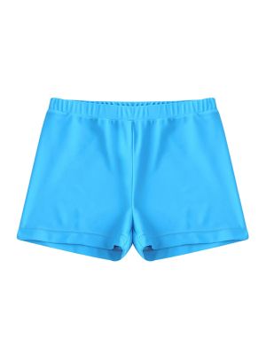 Kids Girls Solid Elastic Waistband Swimming Shorts front image
