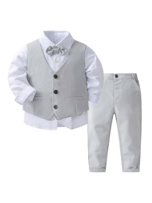 Toddler Boys 4-piece Vest Shirts Pants Formal Suits front image